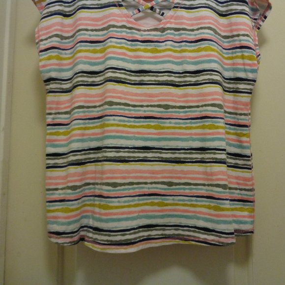CRISS CROSS APPLESAUCE PASTELS STRIPES SUMMERY TOP  L - Picture 3 of 6